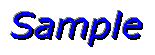 The word "Sample" in blue, shadowed above by gray and below by black.
